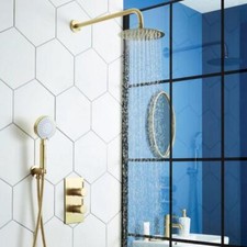 Thermostatic Concealed Shower Valve Separate Handshower Brushed Brass Mixer WRAS