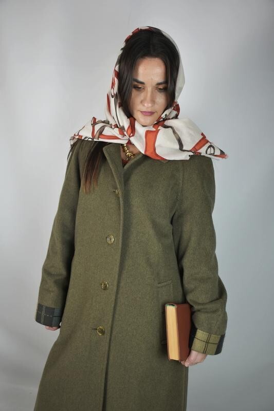 Burberrys Vintage Long Coat PURE CASHMERE khaki 80s women