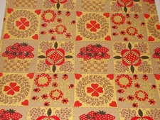 VTG CHRISTMAS WRAPPING PAPER GIFT WRAP 2 YARDS COUNTRY CALICO QUILT VALENTINES