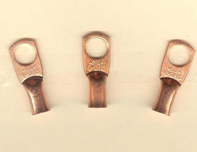 6-Pack Of 1/0 AWG Bare Copper Ring Terminals | 5/16" Hole, For Car Audio & Power