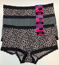 NWT 3 Maidenform Boyshort Panties 40760 Fabulous Fit Animal/Stripes Size 8/XL