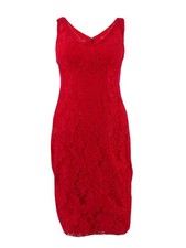 X By Xscape Women's V-neck Lace Sheath Dress