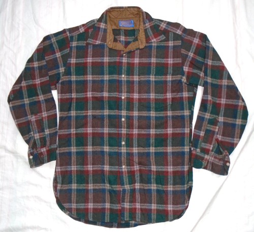 Vintage 70s Pendleton Medium Virgin Wool Board Shirt Plaid