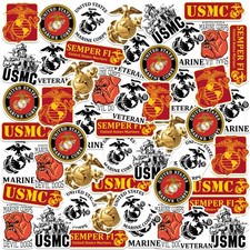 US MARINES CORPS VARIETY DIE CUT VINYL 50 CT STICKER PACK