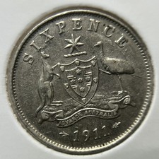 1911 Sixpence Coin - almost Extremely Fine - George V Silver Predecimal