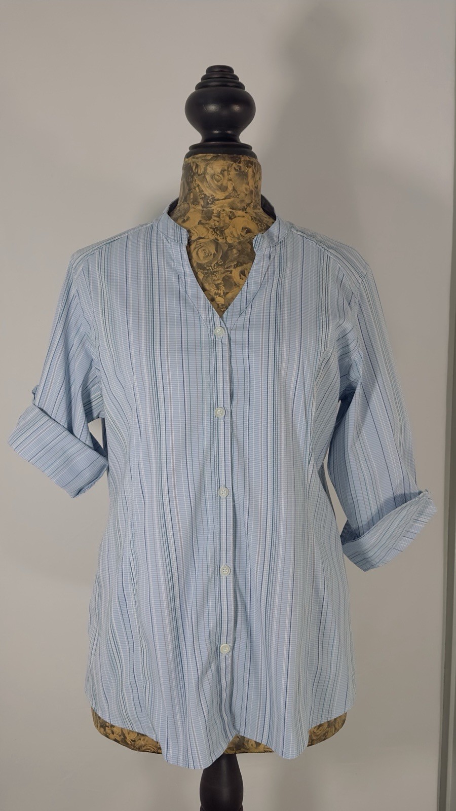 Blue 3/4 Button Down Shirt - image 2