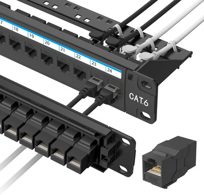 Jadaol [UL Listed] 24 Port Patch Panel Rackmount or Wall Mount 19-Inch, 1U Cat 6