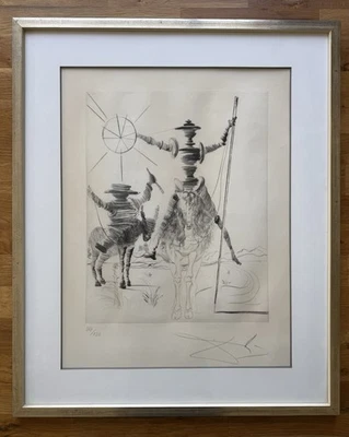 Dali Original - Don Quichotte et Sancho Panca - 1968 Handsigniert #39/125 Signed - Bild 1 von 4
