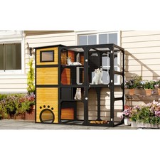 Large 4  Tier Outdoor Cat Catio   Weatherproof Window  Attached Enclosure with Pla