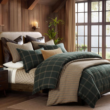 Hunter Green Plaid Comforter Set - 3 Piece Queen Size Rustic Bedding