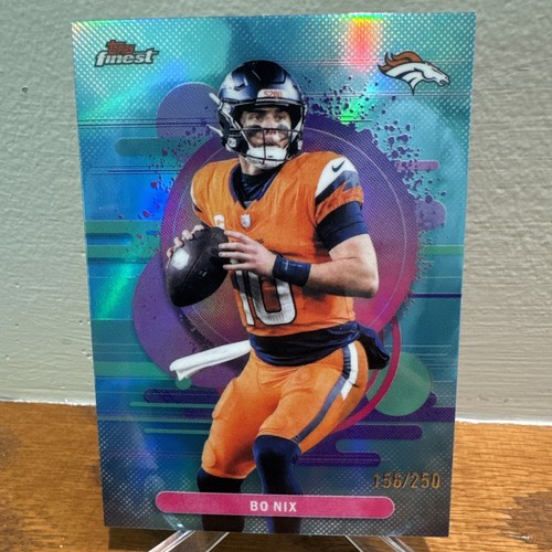 2025 Topps Finest Uncommon Bo Nix Sky Blue Refractor /250 Denver Broncos