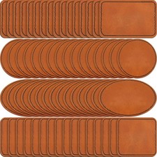 60 Pcs Blank Leather Hat Patches with Adhesive for Hats Caps Clothes Bags