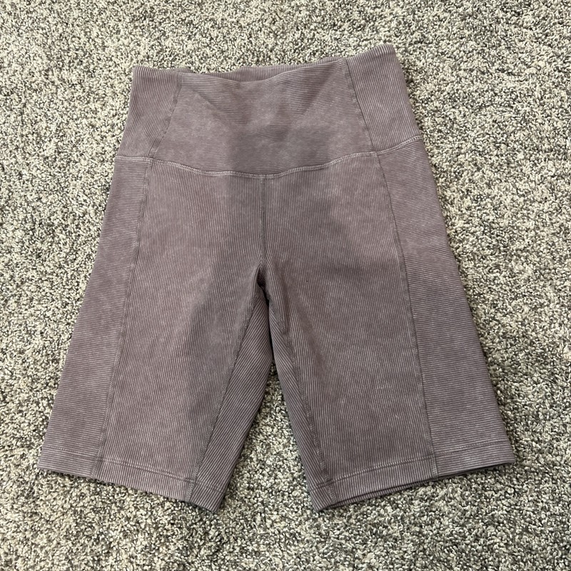 Zella Women’s Snow Wash Rib Active Bike Shorts 9” Inseam Back Key Pocket Lilac S