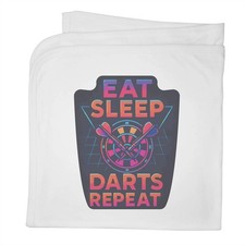 'Eat Sleep Darts Repeat' Cotton Baby Blanket / Shawl BY00042204