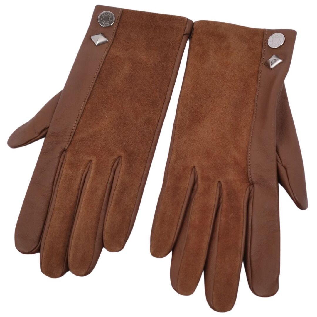 Hermes Gloves Harmony Medor Serie Lamb Leather Women's 7.5 Brown Used MOLO-0 thumbnail 3