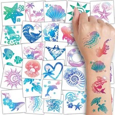 Glitter Hawaiian Ocean Temporary Tattoos for Kids
