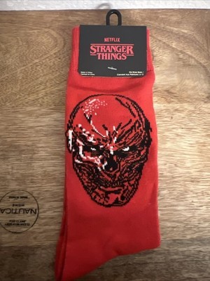 Stranger Things Vecna Face Red 1 Pair Socks Size 6-13 Unisex Netfix New W/ Tags