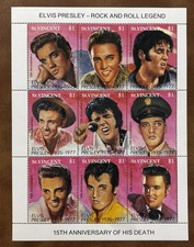 ST. VINCENT ELVIS PRESLEY COMMEMORATIVE 15TH ANNIV OF HIS DEATH SS MNH