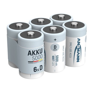 6x ANSMANN NiMH Akku Mono D 5000mAh maxE HR20