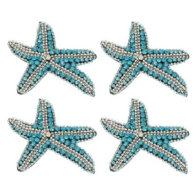 4 Pièces d'Appliques à Paillettes en Forme d'Étoile de Bleues pour Patchs - Photo 1/4