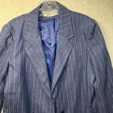 Vintage The Wyndham Collection Blue Pinstriped Blazer Women  s Size 10