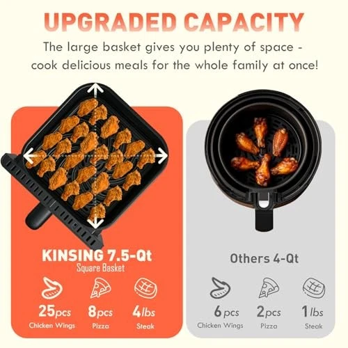 8-in-1 Compact Air Fryer with Viewing Window, 7.5 Quart Stainless Steel