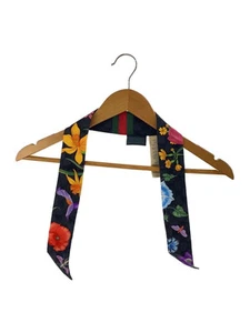 GUCCI Foulard Femme Col Noeud Imprimé Flore Soie Noir Motif Floral 761704 Occasion