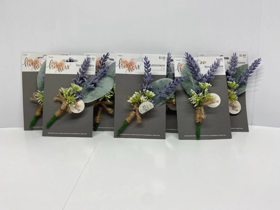 His & Her Studio Lavender Boutonniere 5.5 in Lot Of 7 - Image 2 of 3