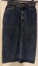 Vtg 80’s Gitano Express Denim Jean Pencil Skirt Sz 7/8 Embroidered Crest
