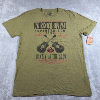 Lucky Brand Shirt Mens Large Whiskey Revival Country Music Guitar Howl Moon New