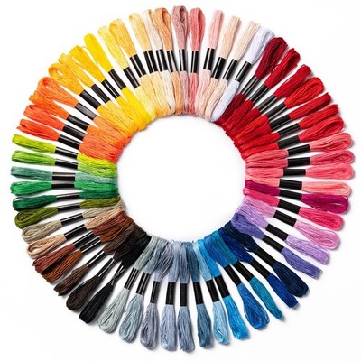 60 Skeins Cotton Floss Thread for Hand Embroidery, Cross Stitch & DIY Crafts