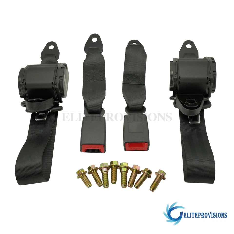 ⭐2x Adjustable 3 Point Safety Seat Belt Straps Car Vehicle Retractable Belt Kit Foto 2 de 4