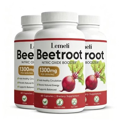 3 PACK Lemeli Beetroot -1300mg, Lemeli Beet Root Supplement 60 Capsules,US STOCK