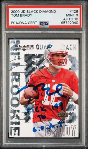 2000 UD BLACK DIAMOND #126 TOM BRADY ROOKIE PSA 9 AUTO 10