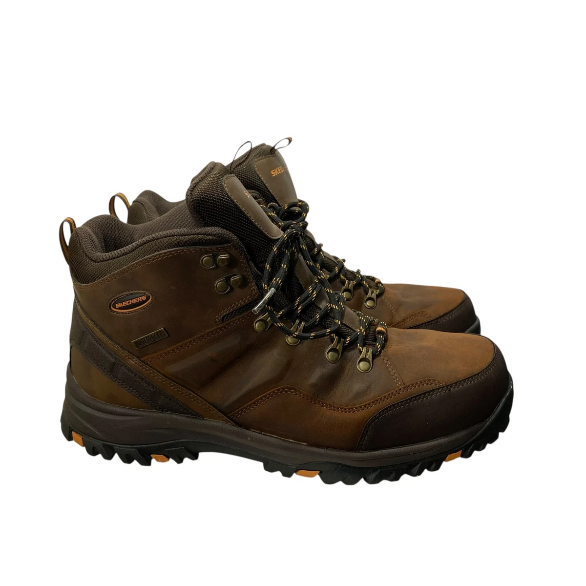 Skechers Relaxed Fit Brenton Mens Size 9 Brown Leather Hiking Boots DKBR NIB Brown Skechers Relaxed Fit Boots for Men for sale | eBay main image 4
