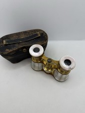 Antique LEMAIRE PARIS Mother of Pearl  Brass Opera Glasses Binoculars with Case