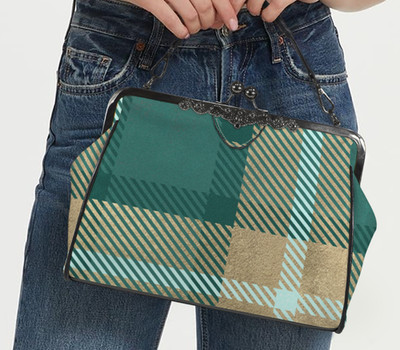 Green Beige Plaid Holiday Shoulder Cross Body Hand Bag Satchel Christmas Gift
