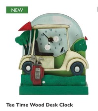 Allen Designs Golfing Cart Tee Time Desk Clock GolfClubs ”H Wood NIB