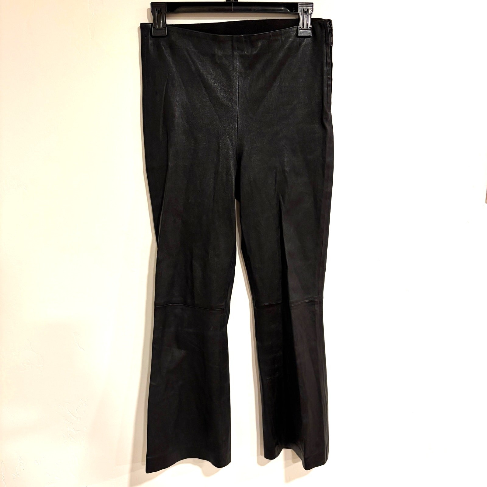 VTG Zara Sheep Leather Straight Pants Womens S Black Y2K Gothic Witchy Grunge