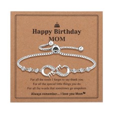 Women's Mother Infinite Love CZ Stainless Steel Bracelet Birthday Gift for Mom