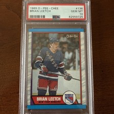 1989 O Pee Chee Brian Leetch PSA 10 Rookie Card. rookie card picture