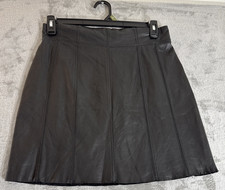 Express Faux Leather Skirt Womens Sz 10 Black Goth Zip Pencil Straight 80s Skirt