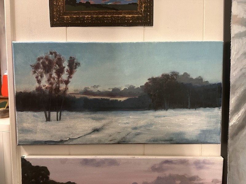 An Original Acrylic Painting, Painted By Laura O’Reilly Depicting A Winter Scene