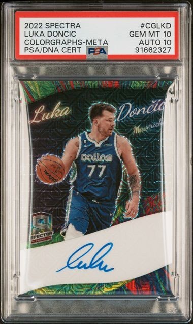 Luka Don i Dallas Mavericks LUKA DONCIC 2022 SPECTRA COLORGRAPHICS META AUTO /25 #CGLKD PSA 10 DNA GEM MINT 