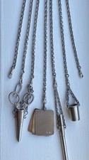  272g EDWARDIAN 7-CHAIN ASSEMBLED STERLING SILVER CHATELAINE.