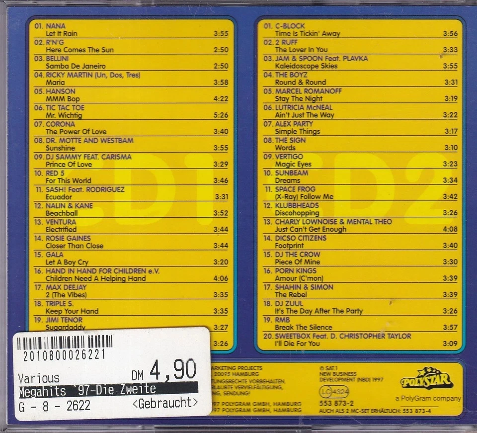2CD MEGA HITS 97 DIE ZWEITE - Bild 2 von 2