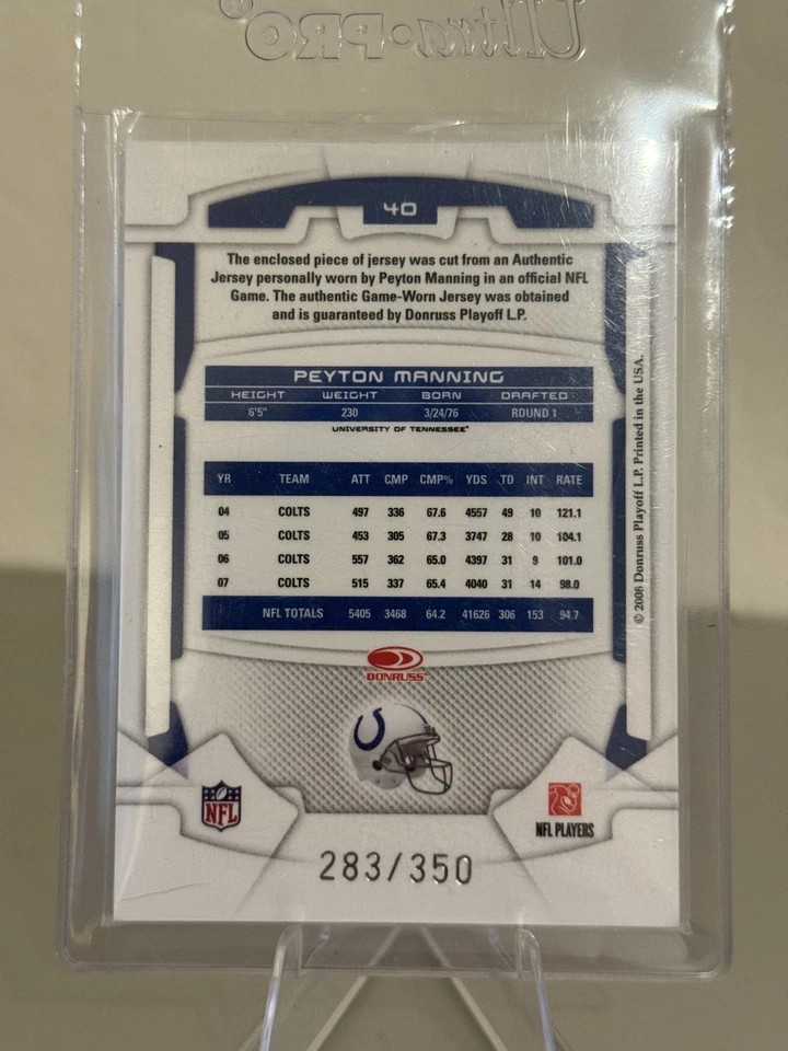 Donruss Rookies & Stars Longevity 2008 - Peyton Manning #40 Ruby Materials/350 Foto 2 de 2