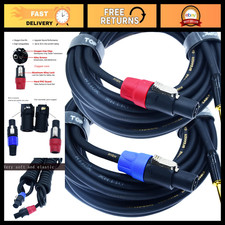 2Pcs 3ft Heavy Duty Speakon to 1/4" Speaker Cable, 14 AWG Male Audio Connector