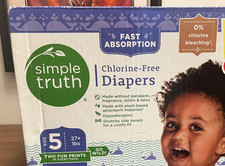 100 Sensitive Skin Baby Diapers Size 5 24-35 lbs Hypoallergenic Chlorine Free