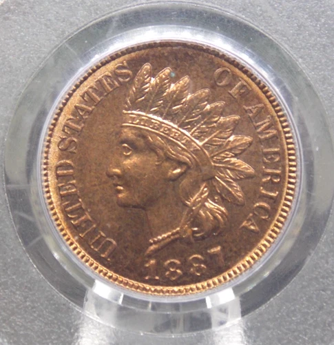 1887 Indian Head Cent Penny 1c PCGS MS64 RD #256 **RED** BU Uncirculated ECC&C
